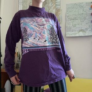 Vintage 80s ski Breckinridge mock neck long sleeve